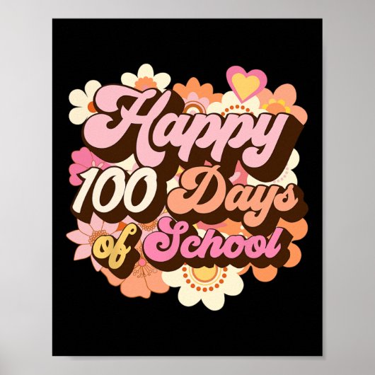 100 Tage Schullehrer Kinder Groovy 100 Tag Poster (Vorne)