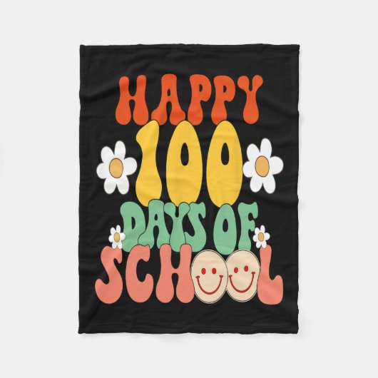 100 Tage Schullehrer Kinder Groovy Happy100. Fleecedecke (Vorderseite)