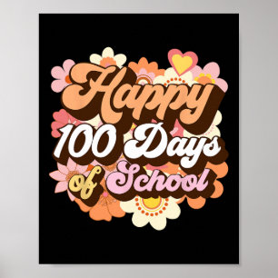 100 Tage Schullehrer Kinder Retro glücklich 100. Poster