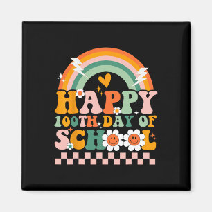 100 Tage Schullehrer Kinder Retro Groovy 100. Magnet