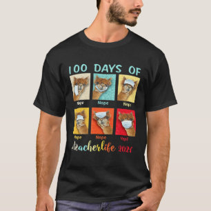100 Tage Schullehrer Lama trägt Maske falsch T-Shirt