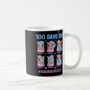100 Tage Schullehrer Llama tragen Maske Wron Kaffeetasse