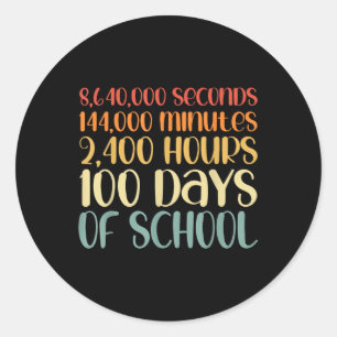 100 Tage Schullehrer Outfit 80er Retro Vintag Runder Aufkleber