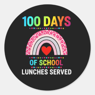 100 Tage Schullunchs serviert Regenbogen-Lunch La Runder Aufkleber