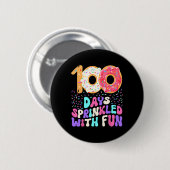 100 Tage Schulmädchen Niedlich Sprinkled Donut Hap Button (Vorne & Hinten)