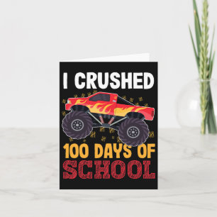 100 Tage Schulmonster Truck Kids Girl zerdrückt Karte