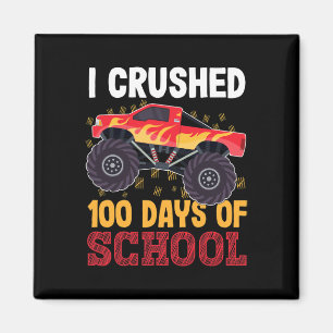 100 Tage Schulmonster Truck Kids Girl zerdrückt Magnet