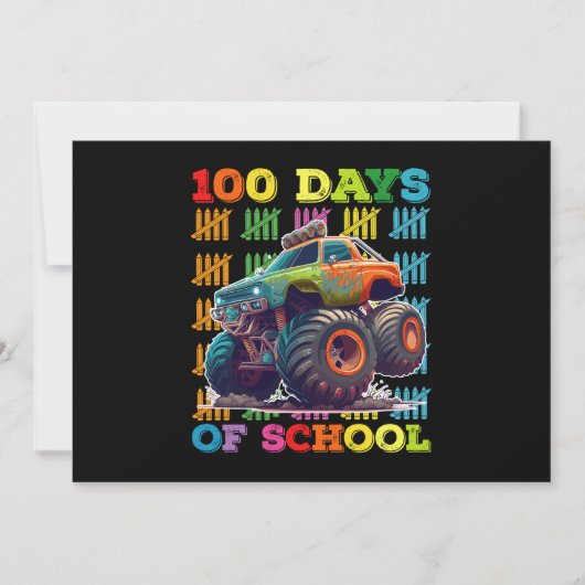 100 Tage Schulmonster Truck Lehrer Student Einladung (Vorderseite)
