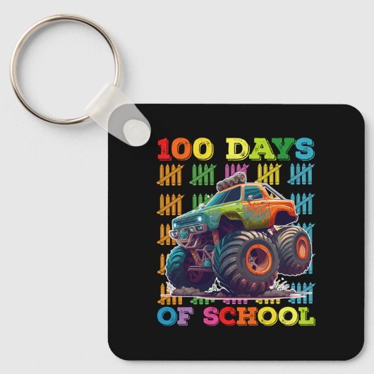 100 Tage Schulmonster Truck Lehrer Student Schlüsselanhänger (Vorderseite)