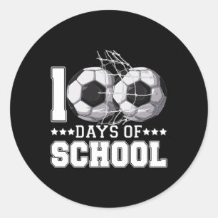 100 Tage Schulsoccer um 100 Tage schlauer Runder Aufkleber