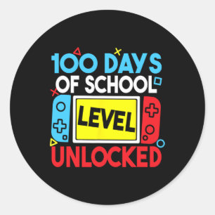 100 Tage Schulstufe Unlock Gaming 100 Tage Runder Aufkleber