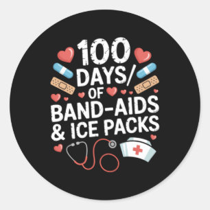 100 Tage Schultag Krankenschwester 100 Tage Bandag Runder Aufkleber