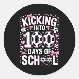 100 Tage Schultag Mädchen Fußball Coquette Schleif Runder Aufkleber