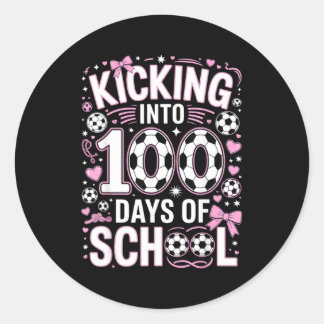 100 Tage Schultag Mädchen Fußball Coquette Schleif Runder Aufkleber