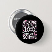 100 Tage Schultag Mädchen Fußball Kokettenbogen Ro Button (Vorne & Hinten)