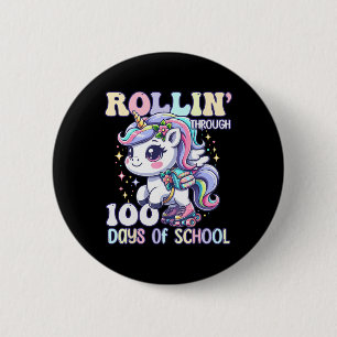 100 Tage Schultage Mädchen Lehrer 100. Tag Einhorn Button