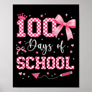100 Tage Schultasche Preppy Coquette Schleife Lehr Poster