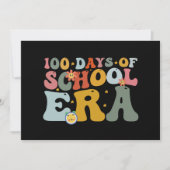 100 Tage Schulzeit Era Groovy Lehrer Kinder Einladung (Vorderseite)