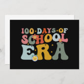 100 Tage Schulzeit Era Groovy Lehrer Kinder Einladung (Vorne/Hinten)