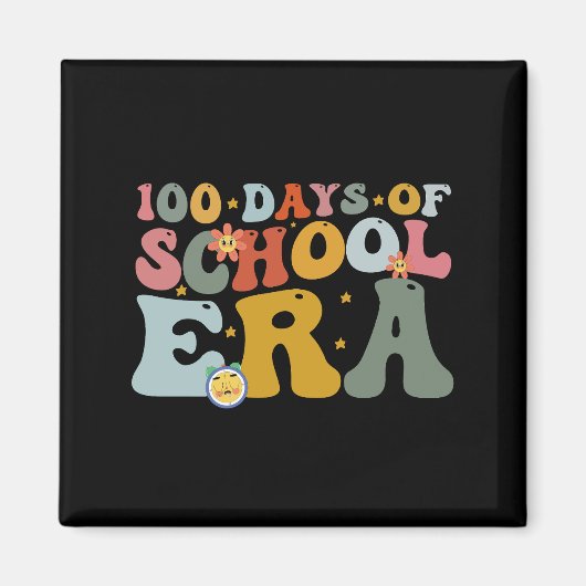 100 Tage Schulzeit Era Groovy Lehrer Kinder Magnet (Vorne)