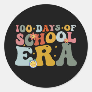 100 Tage Schulzeit Era Groovy Lehrer Kinder Runder Aufkleber