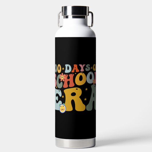 100 Tage Schulzeit Era Groovy Lehrer Kinder Trinkflasche (Vorderseite)