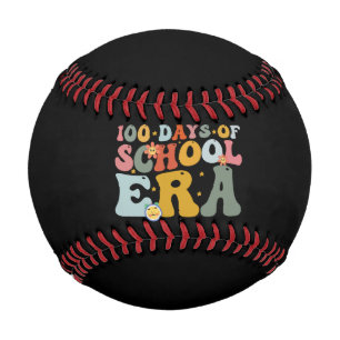 100 Tage Schulzeit Groovy Lehrer Kinder Baseball