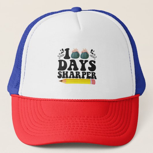 100 Tage Sharper Cactus Teacher 100 Tage Geschenk Truckerkappe (Vorderseite)