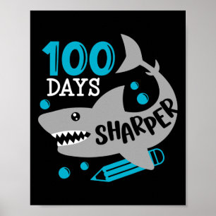 100 Tage Sharper Shark 100. Schultag für Junge Poster
