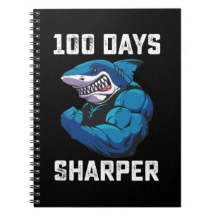 100 Tage Sharper Shark 100. Tag der Schule Gym Notizblock