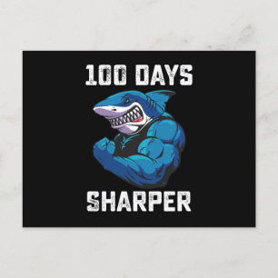 100 Tage Sharper Shark 100. Tag der Schule Gym Postkarte