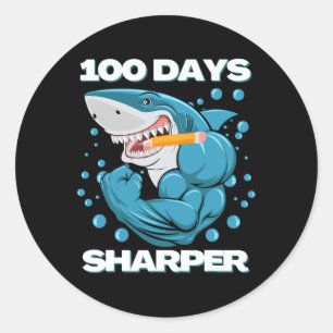 100 Tage Sharper Shark Spaß 100 Tage Schule Runder Aufkleber