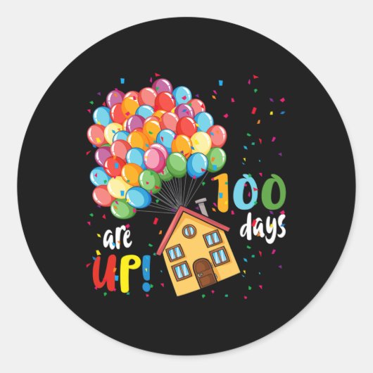 100 Tage sind bis 100 Tage Schulballon Hou Runder Aufkleber (Vorderseite)