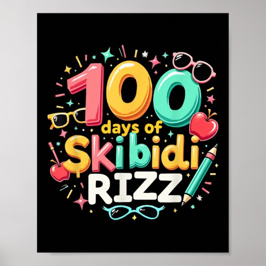 100 Tage Skibidi Rizz 100. Tag der Schule Kinder Poster (Vorne)