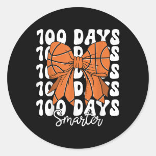 100 Tage Smarter Basketball Coquette Bow 100 Tage Runder Aufkleber