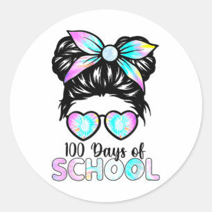 100 Tage Smarter Girls Messy Bun Hair 100. Tag 3 Runder Aufkleber