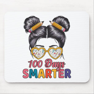 100 Tage Smarter Girls Messy Bun Hair 100. Tag Mousepad