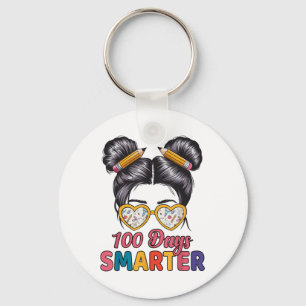100 Tage Smarter Girls Messy Bun Hair 100. Tag Schlüsselanhänger