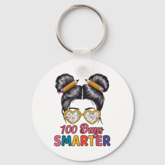 100 Tage Smarter Girls Messy Bun Hair 100. Tag Schlüsselanhänger