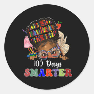 100 Tage Smarter Messy Bun Melanin Girls 100. Tag Runder Aufkleber