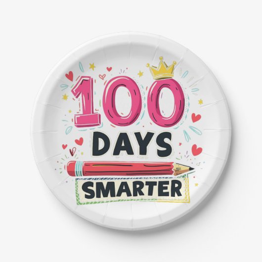100 Tage Smartere Tage des Schullehrers Pappteller (Vorderseite)