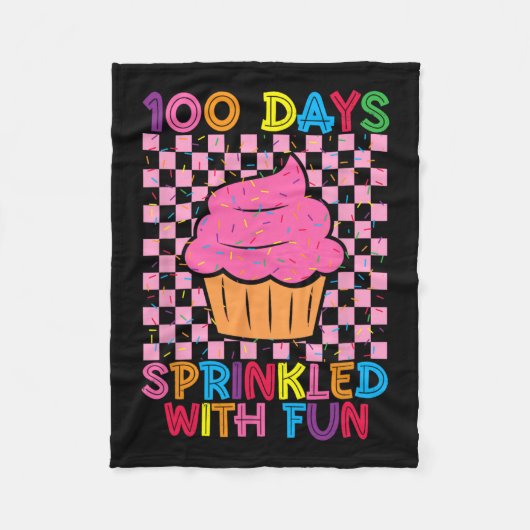 100 Tage Sprinkled Fun Cupcake Kinder Schule Fleecedecke (Vorderseite)
