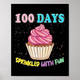 100 Tage Sprinkled Fun Pink Cupcake 100 Tage von S Poster