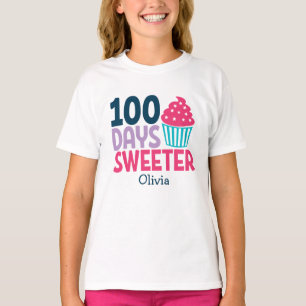 100 Tage Süße  Niedlicher Kuchen Personalisiert T-Shirt
