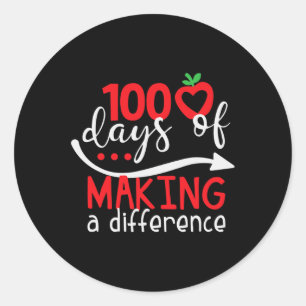 100 Tage, um einen Unterschied Spaß Schule Grafik Runder Aufkleber