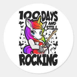 100 Tage und immer noch rocken - 100 Tage Schulzei Runder Aufkleber