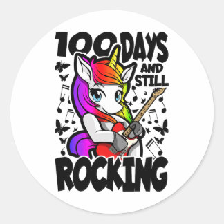 100 Tage und immer noch rocken - 100 Tage Schulzei Runder Aufkleber