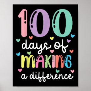 100 Tage Unterschied machen 100. Schultag Poster