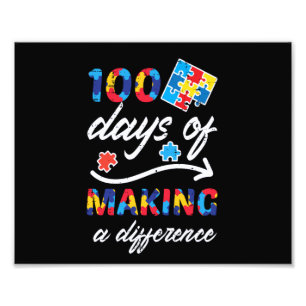 100 Tage Unterschied machen Autismus-Puzzle 100. T Fotodruck
