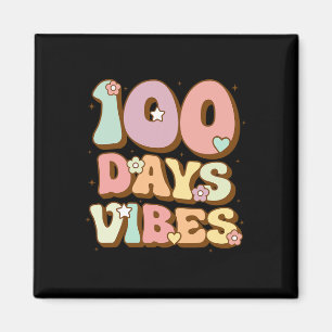 100 Tage Vibes 100. Tag der Schule Groovy Lehrer Magnet